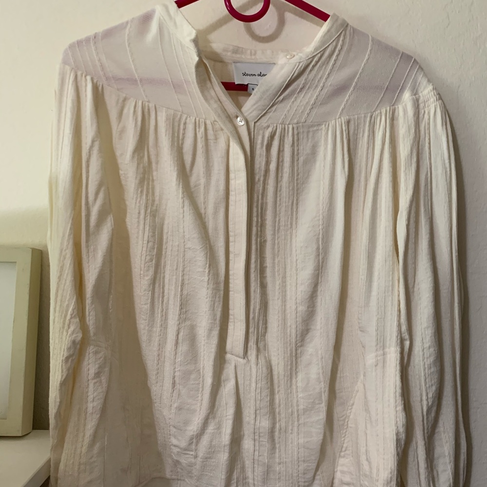 Steven Alan White Embroidered Shirt